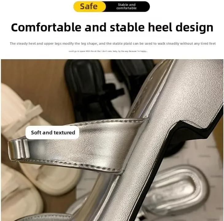 Silver slippers women's 2025 new summer wear fashion platform sandals summer senior feeling with skirt cool slippers,Wear-resistant and lightweight, skin-friendly