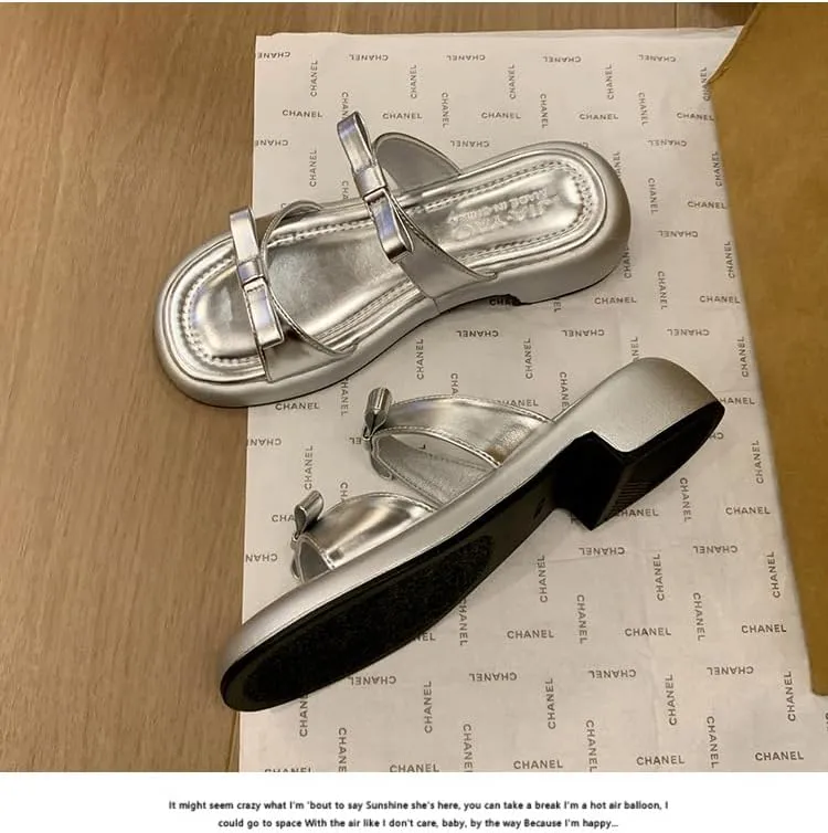 Silver slippers women's 2025 new summer wear fashion platform sandals summer senior feeling with skirt cool slippers,Wear-resistant and lightweight, skin-friendly