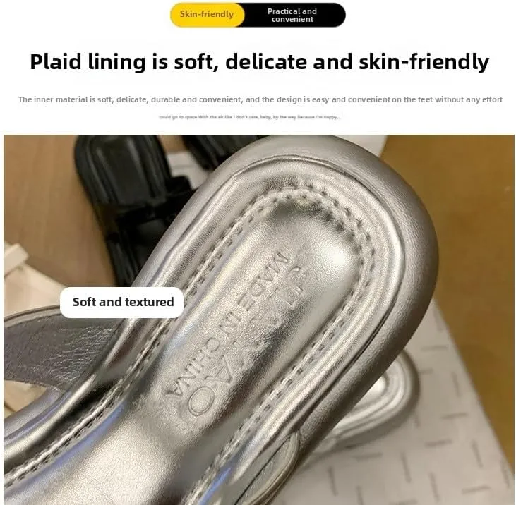 Silver slippers women's 2025 new summer wear fashion platform sandals summer senior feeling with skirt cool slippers,Wear-resistant and lightweight, skin-friendly