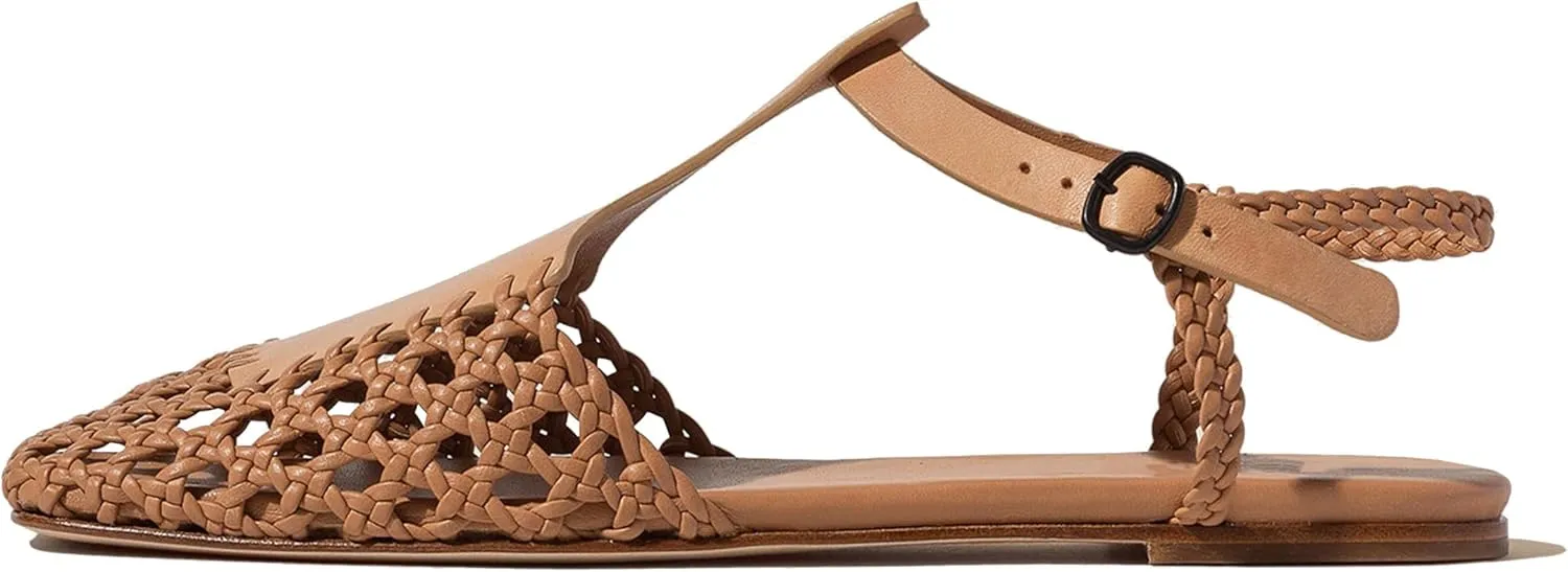 Slingback Flats for Women Braided Sandals Dressy Woven Strappy Shoes, Breathable and Elegant Fashionable Design Highlighting Charm