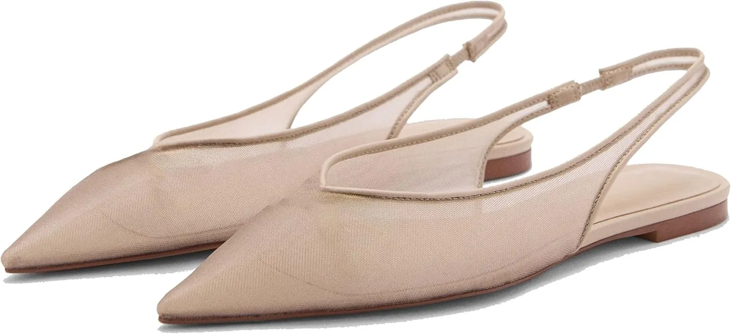 Slingback Flats for Women Stylish Pointed Toe Design with Comfortable Mesh Material for Breathable Party Dress Elegant Shoes