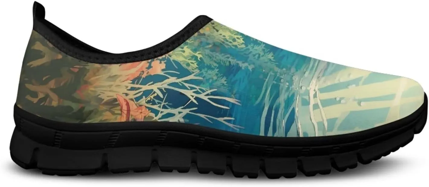 Slip On Tennis Shoes Women Casual Women's Flats Size 5.5-11.5 Black