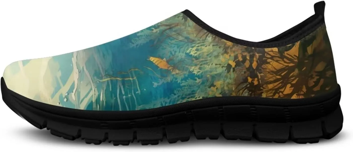 Slip On Tennis Shoes Women Casual Women's Flats Size 5.5-11.5 Black