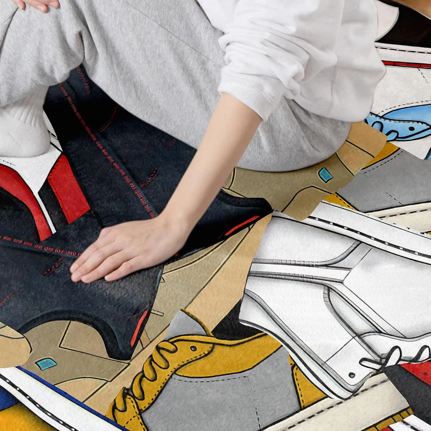Sneakers Area Rug Basketball Shoes Carpet Sneaker Collection Printed Rug Modern Cool Poplur Sport Shoes Art Rug for Indoor Outdoor Home Decor Floor Mat 2' x 3'