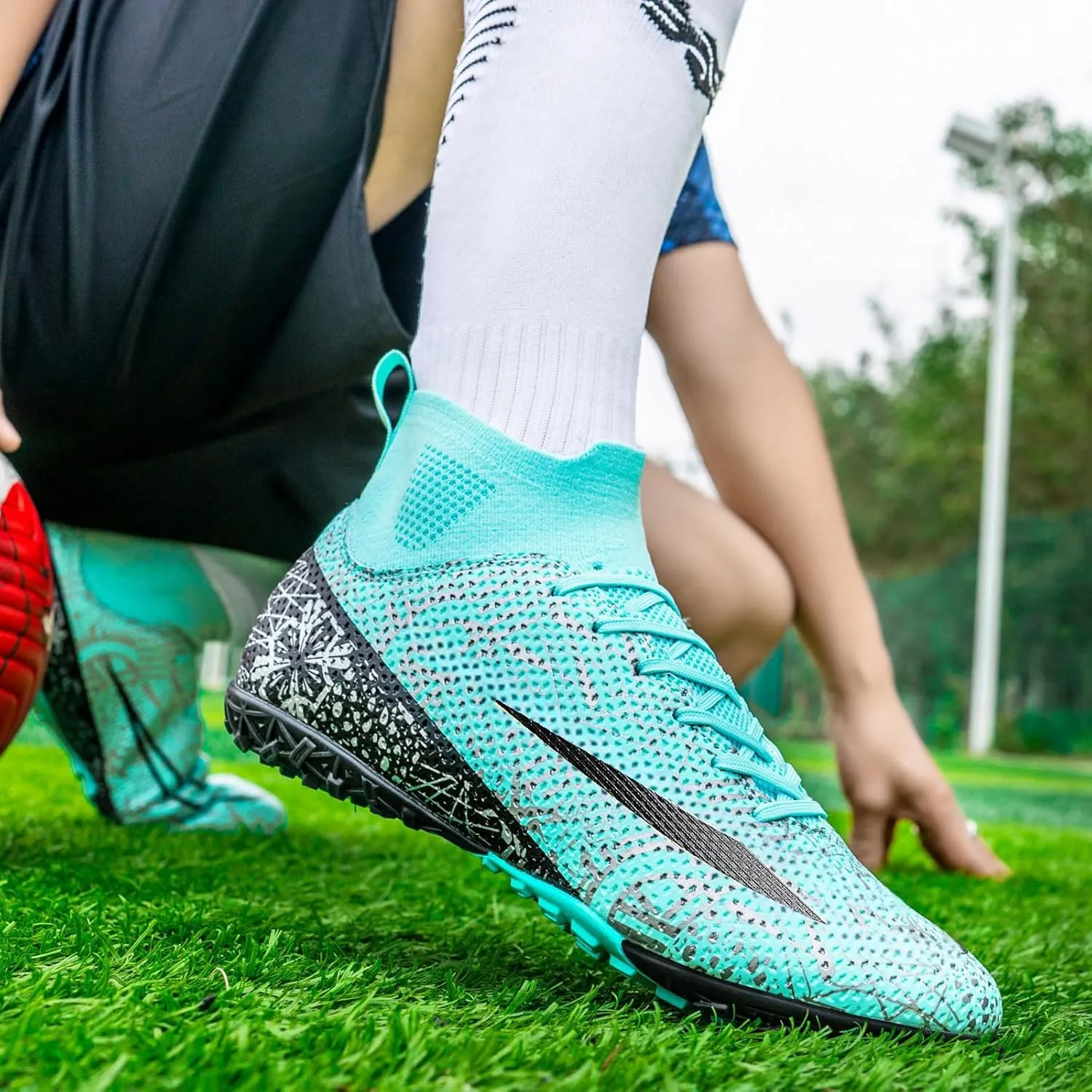 Soccer Cleats Mens Womens Turf Soccer Shoes Indoor Unisex AG TF Football Boots Adult Youth Wide Training Shoes Outdoor