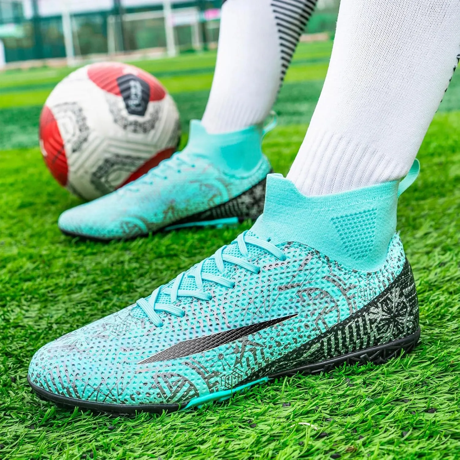 Soccer Cleats Mens Womens Turf Soccer Shoes Indoor Unisex AG TF Football Boots Adult Youth Wide Training Shoes Outdoor