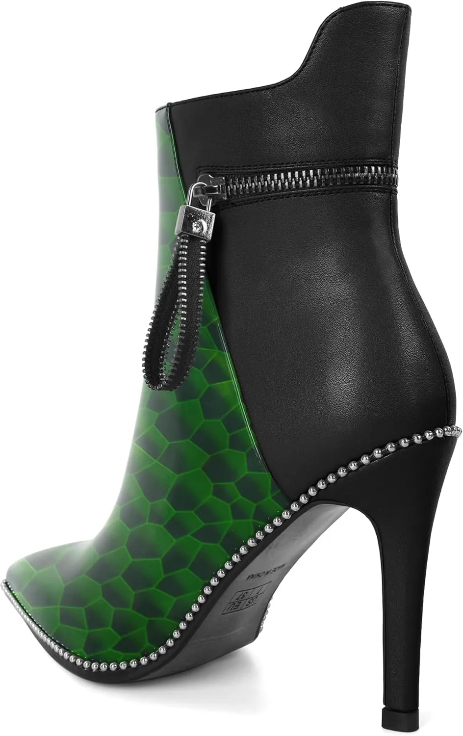 Soireelady Women Ankle Boots High Heel Boots Pointed Toe Stilettos Booties Beaded Short Boots Side Zipper 4 Inch