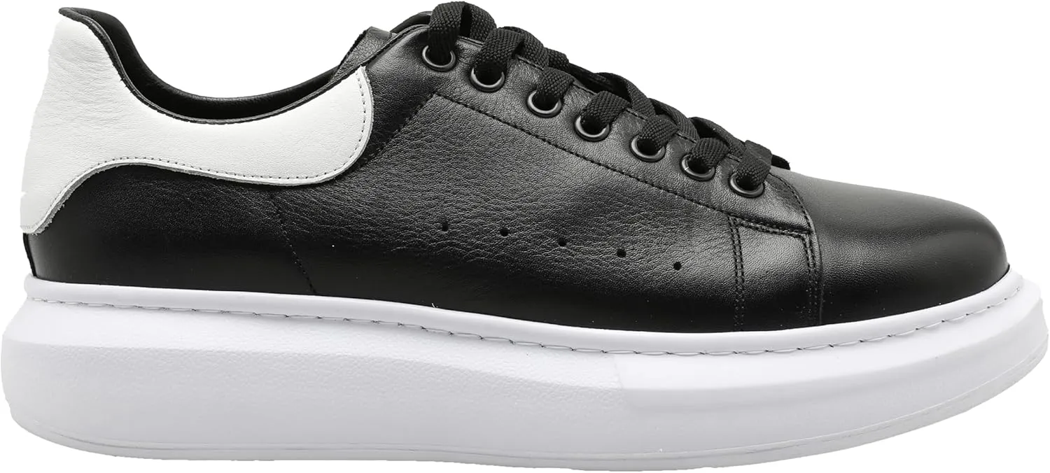 SOLL Queen II Men's Casual Sneakers | Genuine Leather Perforated Oversizded Thick Sole Shoes