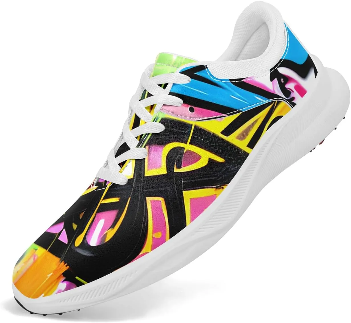 Spikeless Golf Shoes for Men, Women's Breathable Abstract Art Non-Slip Sports Walking Shoes with Air-Outer Golf Sneakers