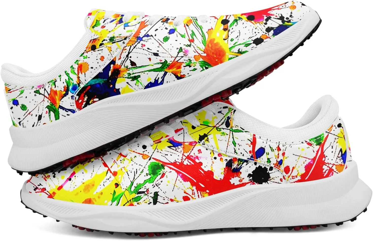 Spikeless Golf Shoes for Men, Women's Breathable Abstract Art Non-Slip Sports Walking Shoes with Air-Outer Golf Sneakers