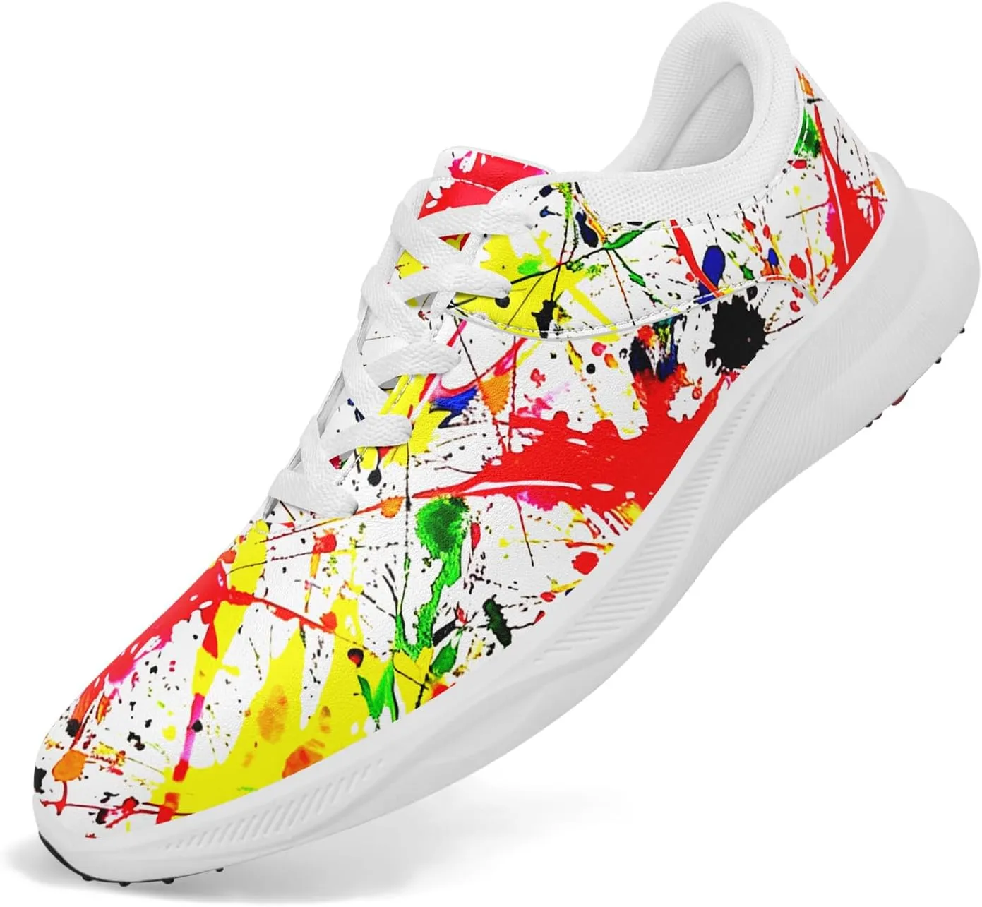 Spikeless Golf Shoes for Men, Women's Breathable Abstract Art Non-Slip Sports Walking Shoes with Air-Outer Golf Sneakers