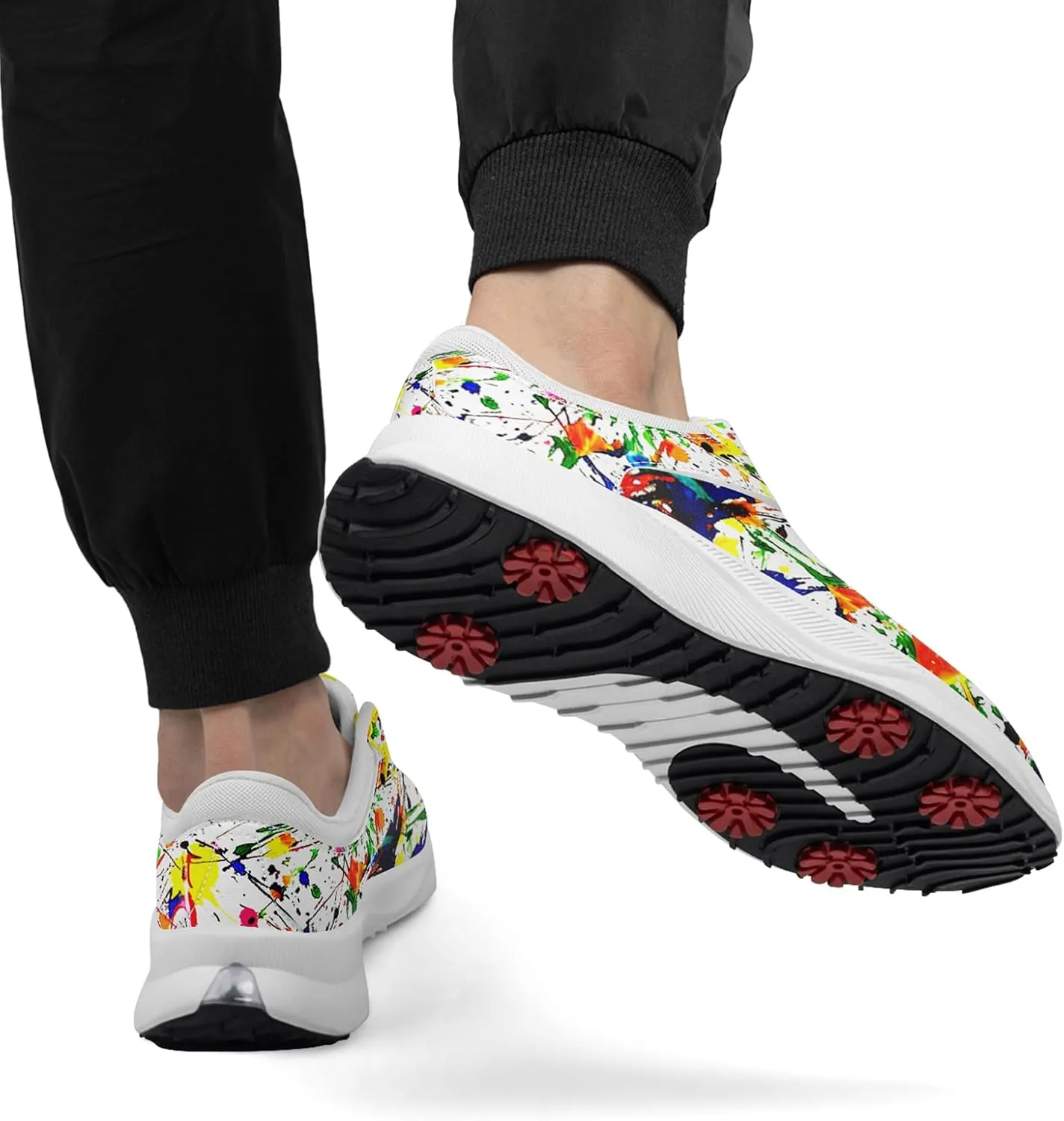 Spikeless Golf Shoes for Men, Women's Breathable Abstract Art Non-Slip Sports Walking Shoes with Air-Outer Golf Sneakers