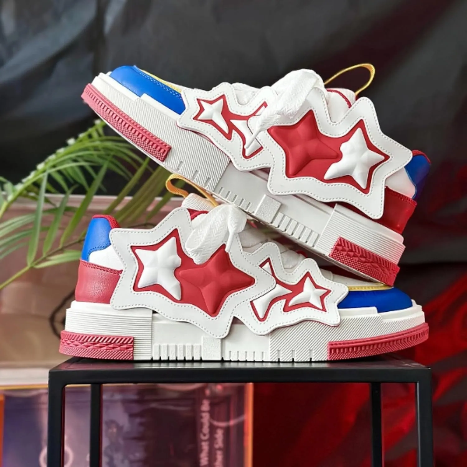 Star Chunky Sneakers for Women Men Trendy Casual Aesthetic Skate Walking Shoes Platform Streetwear Shoes