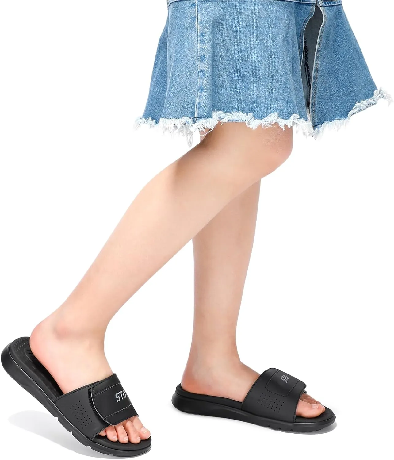 STQ Orthopedic Slides for Women Memory Foam Sandals Arch Support Slide Sandals with Adjustable Hook and Loop