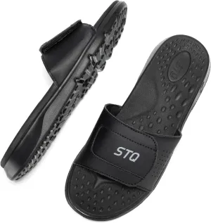 STQ Orthopedic Slides for Women Memory Foam Sandals Arch Support Slide Sandals with Adjustable Hook and Loop