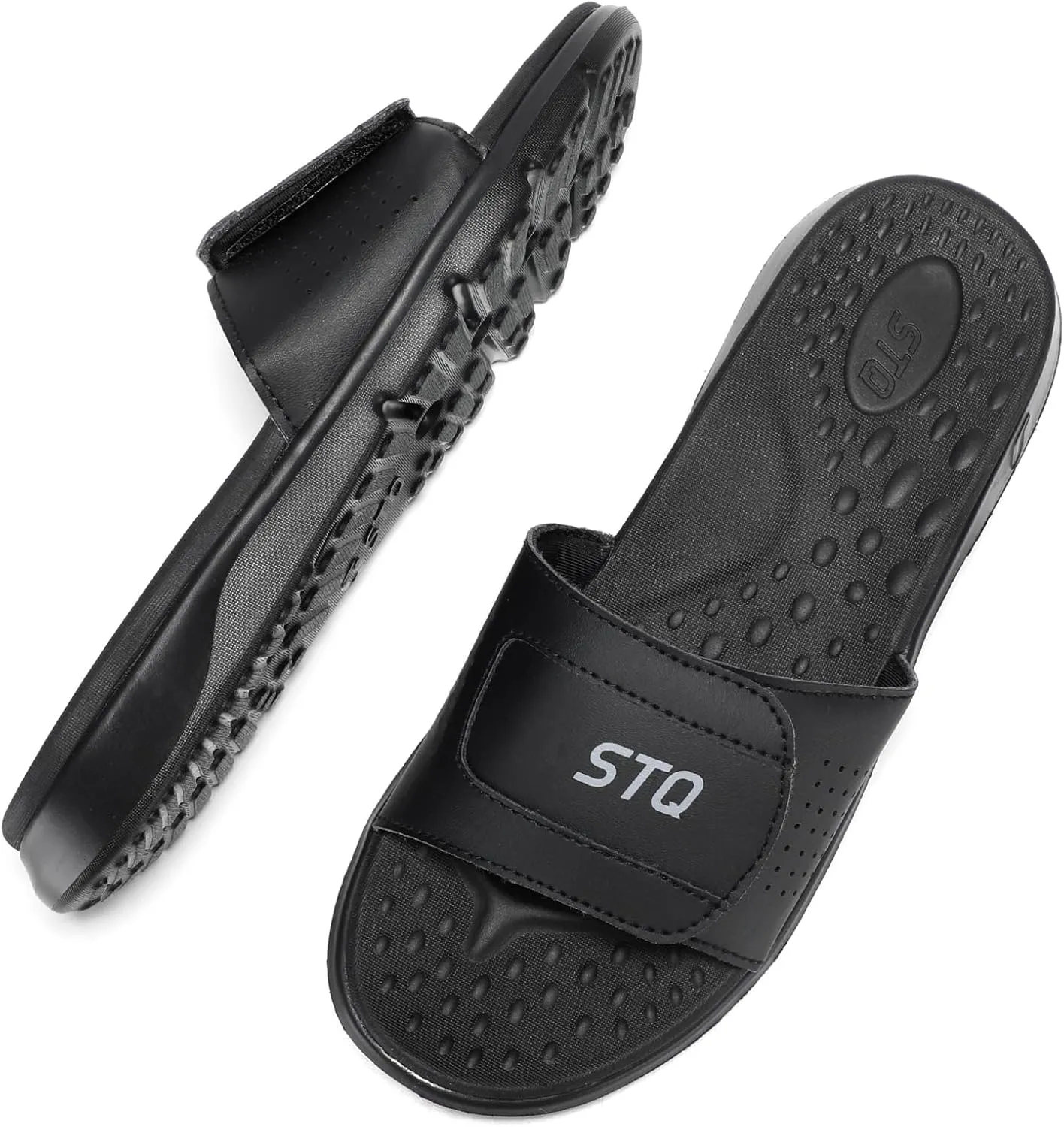 STQ Orthopedic Slides for Women Memory Foam Sandals Arch Support Slide Sandals with Adjustable Hook and Loop