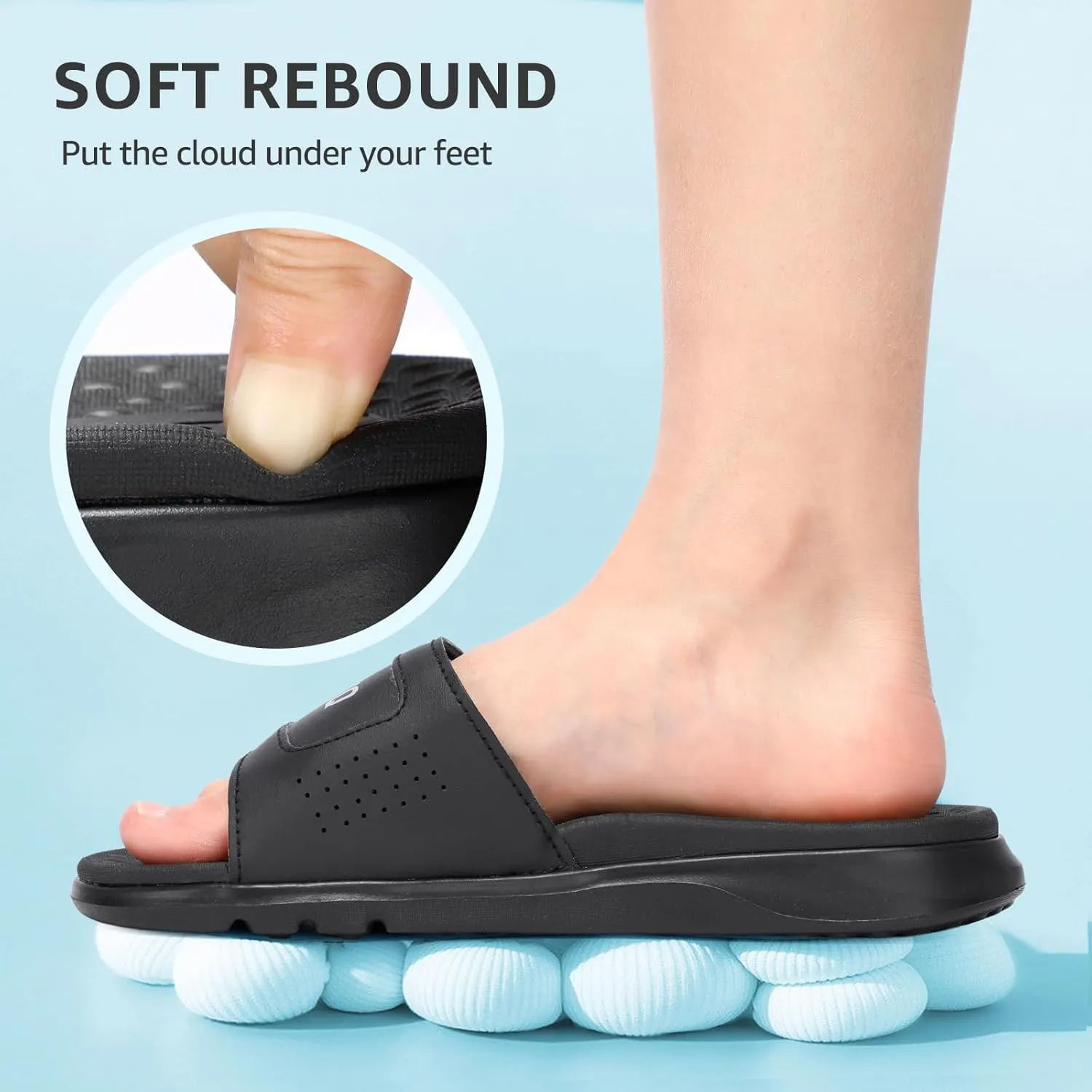 STQ Orthopedic Slides for Women Memory Foam Sandals Arch Support Slide Sandals with Adjustable Hook and Loop