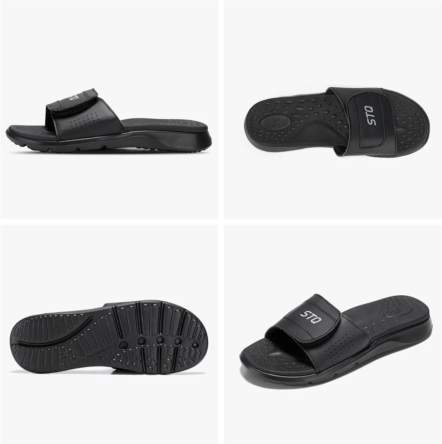 STQ Orthopedic Slides for Women Memory Foam Sandals Arch Support Slide Sandals with Adjustable Hook and Loop