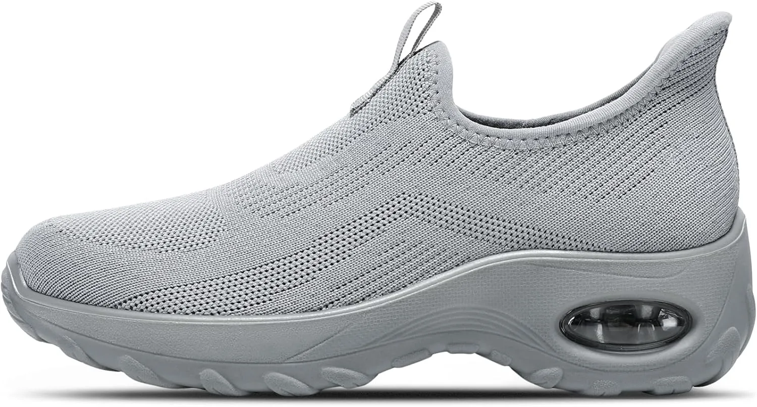 STQ Walking Shoes Women Slip On Sneakers Air Cushion Comfortable Breathable Lightweight Mesh Shoes Shock Absorbing Design Ideal for Plantar Fasciitis All Day Standing