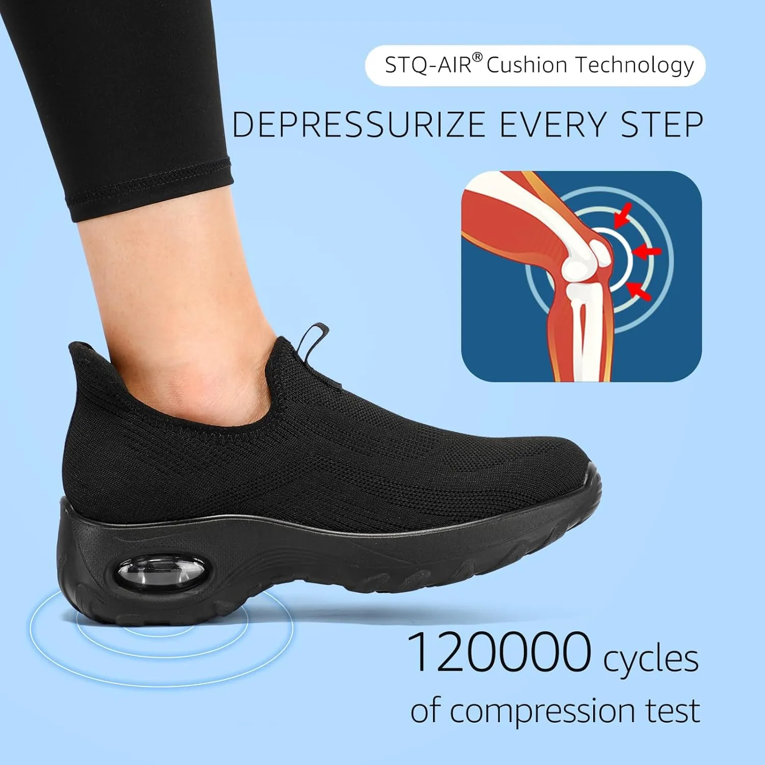 STQ Walking Shoes Women Slip On Sneakers Air Cushion Comfortable Breathable Lightweight Mesh Shoes Shock Absorbing Design Ideal for Plantar Fasciitis All Day Standing