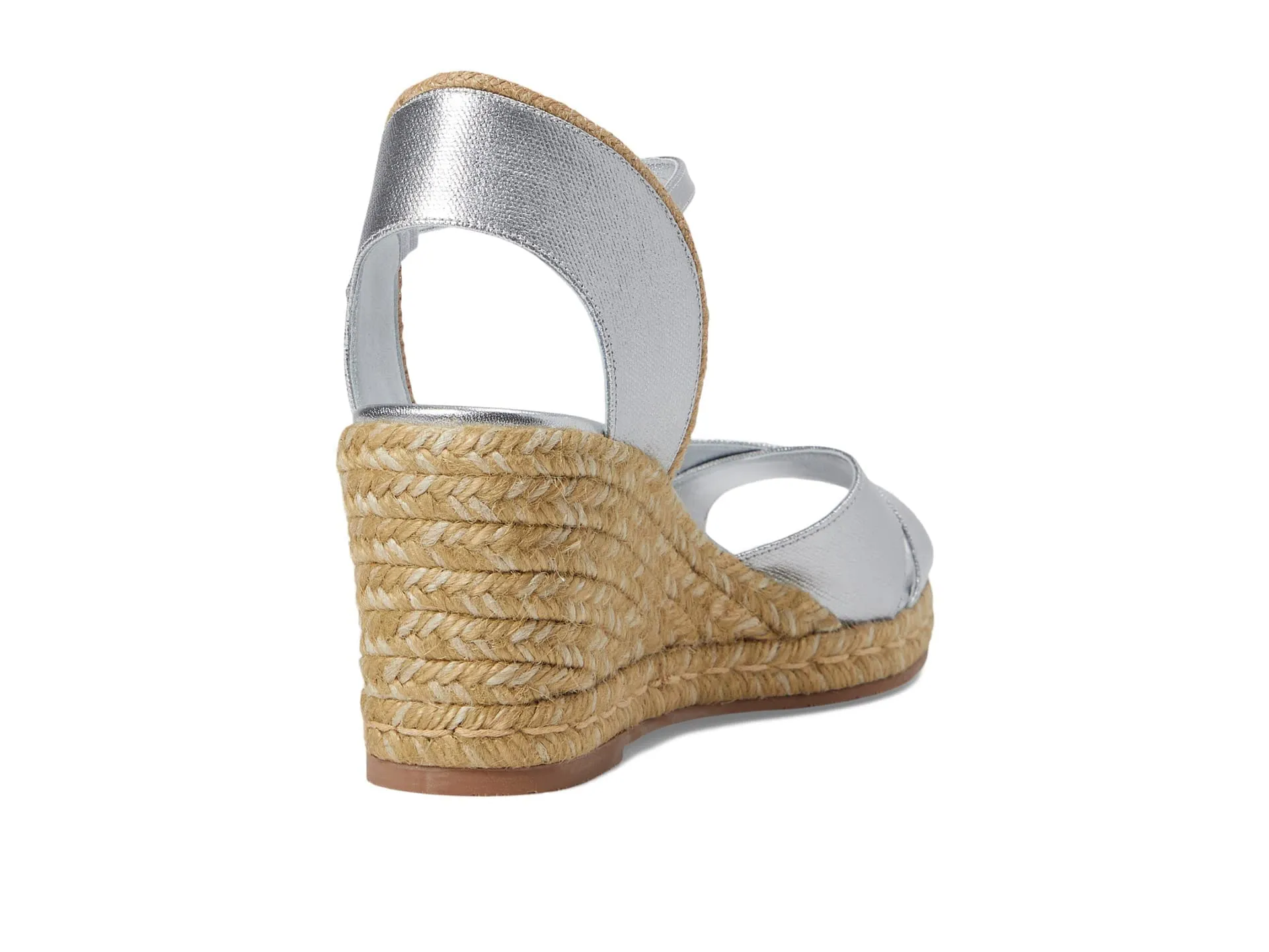 Stuart Weitzman Mirela II Espadrille Wedge Silver/Natural 9 B