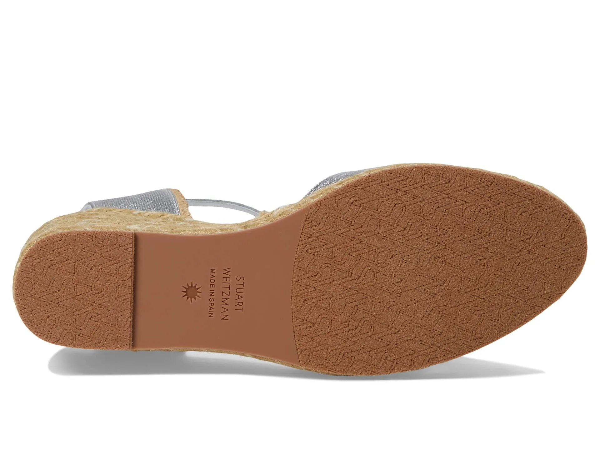 Stuart Weitzman Mirela II Espadrille Wedge Silver/Natural 9 B