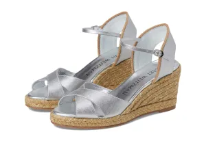 Stuart Weitzman Mirela II Espadrille Wedge Silver/Natural 9 B