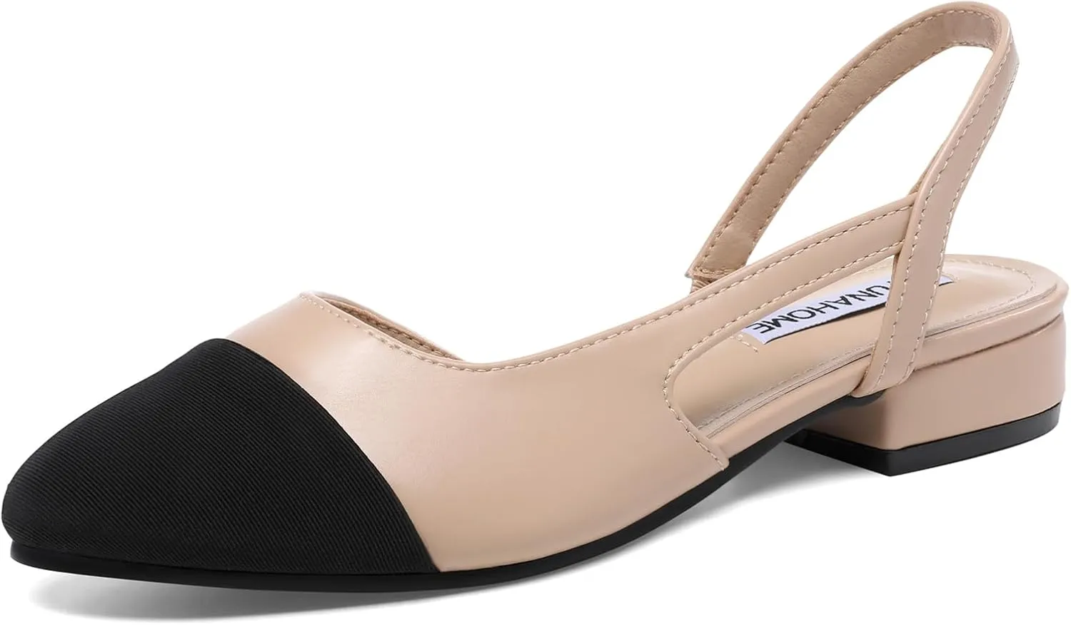 STUNAHOME Womens Slingback Flats Two Tone Closed Round Toe Casual Pumps for Office or Fashion