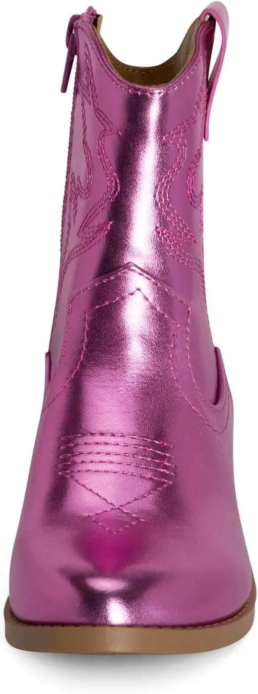 STYLISH S CHANCHITO-K ~ Girls Western Low Stacked Heel Pointed Toe Cowgirl Ankle Boots with Side Zipper