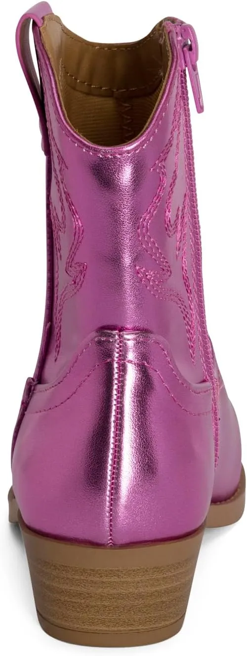STYLISH S CHANCHITO-K ~ Girls Western Low Stacked Heel Pointed Toe Cowgirl Ankle Boots with Side Zipper