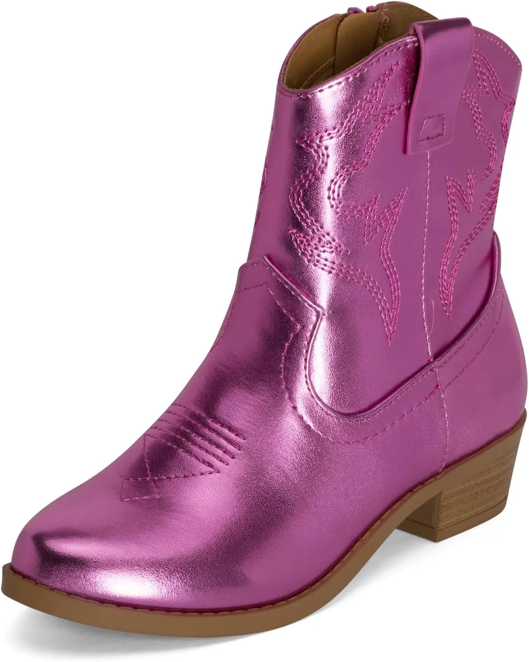 STYLISH S CHANCHITO-K ~ Girls Western Low Stacked Heel Pointed Toe Cowgirl Ankle Boots with Side Zipper