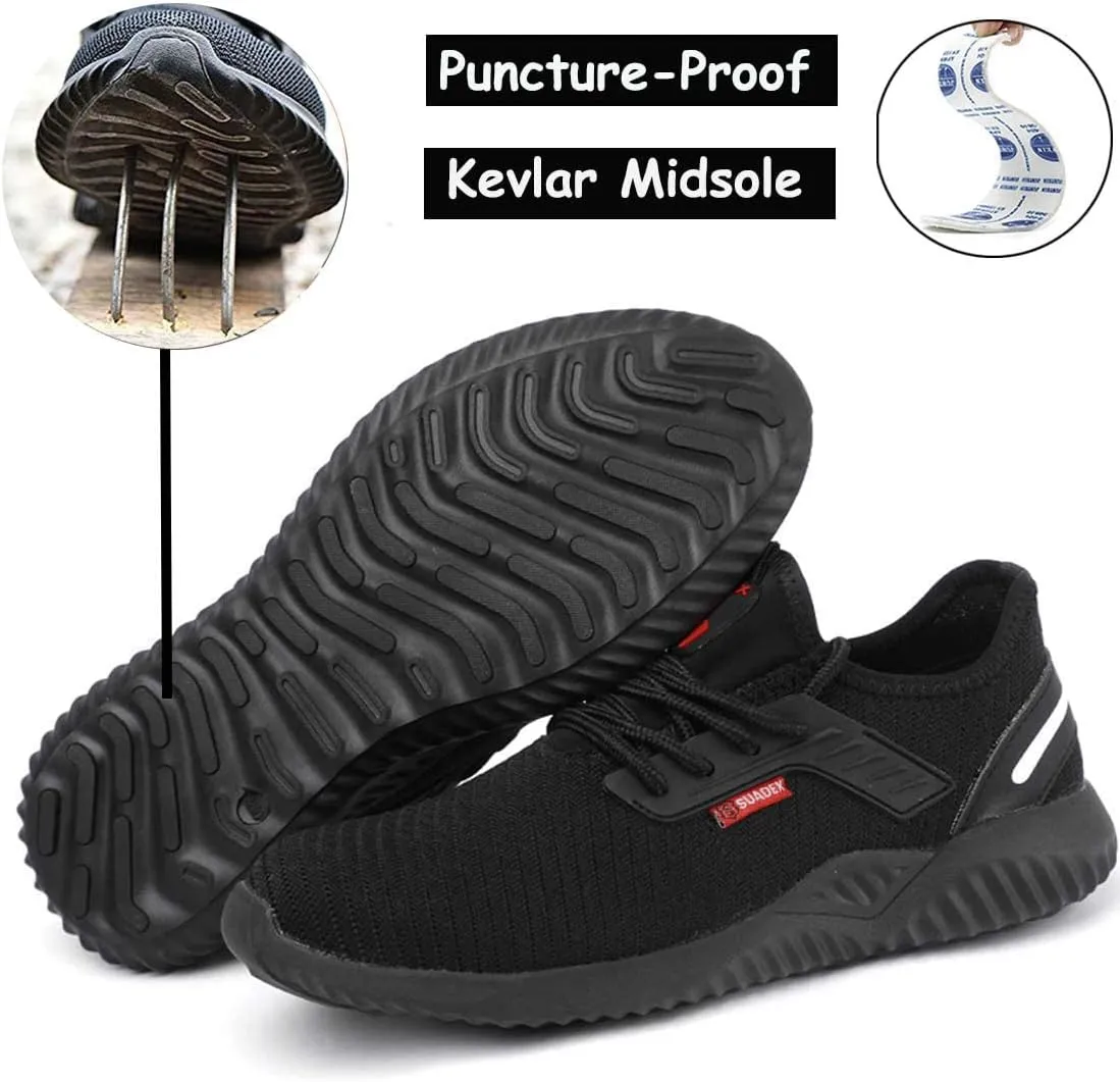 SUADEX Steel Toe Shoes for Men Women Indestructible Steel Toe Sneakers Lightweight Work Safety Shoes Puncture Proof Composite Toe