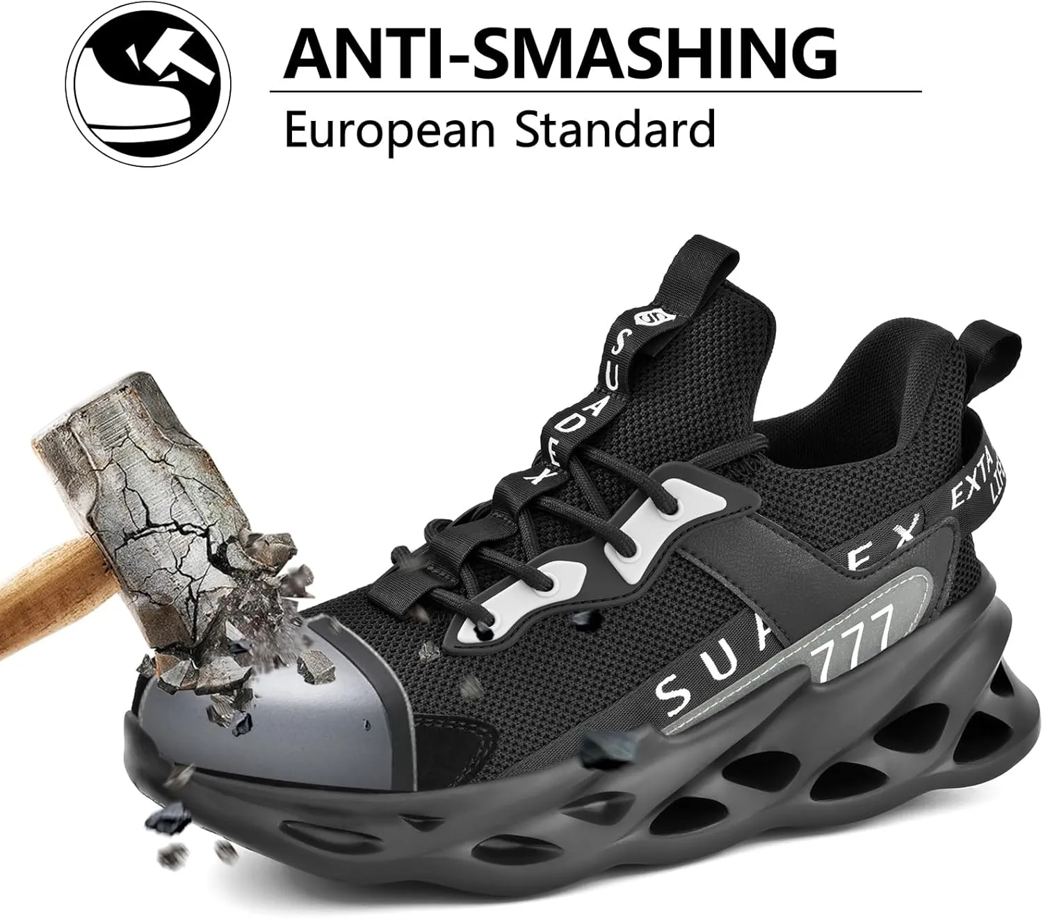 SUADEX Steel Toe Shoes for Men Women Safety Toe Work Shoes Breathable Steel Toe Sneakers Puncture Resistant