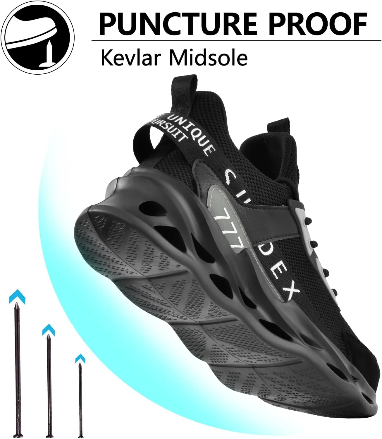 SUADEX Steel Toe Shoes for Men Women Safety Toe Work Shoes Breathable Steel Toe Sneakers Puncture Resistant