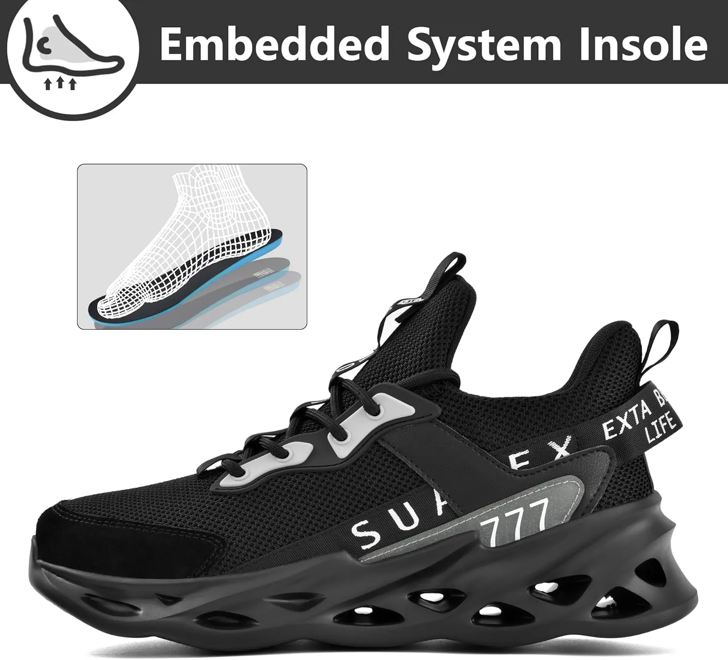 SUADEX Steel Toe Shoes for Men Women Safety Toe Work Shoes Breathable Steel Toe Sneakers Puncture Resistant