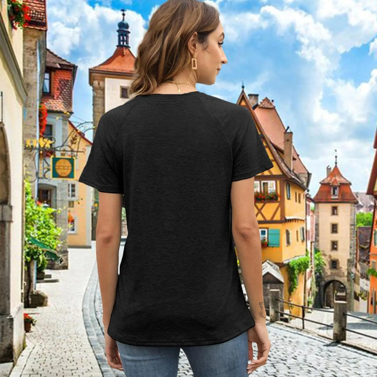 Sunflower T Shirts for Women | Women Sunflower Patriotic T Shirts - Crew Neck Short Sleeve Top Clothes Casual Holiday Wear