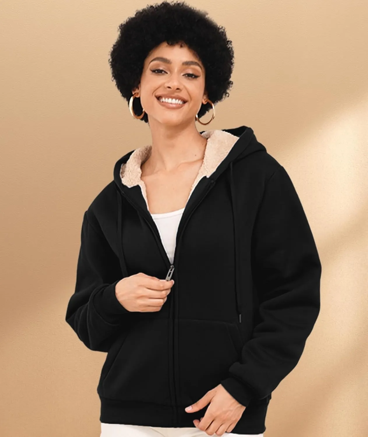SWISSWELL Hoodies for Women Winter Fleece Sweatshirt - Full Zip Up Thick Sherpa Lined Hooded Jacket