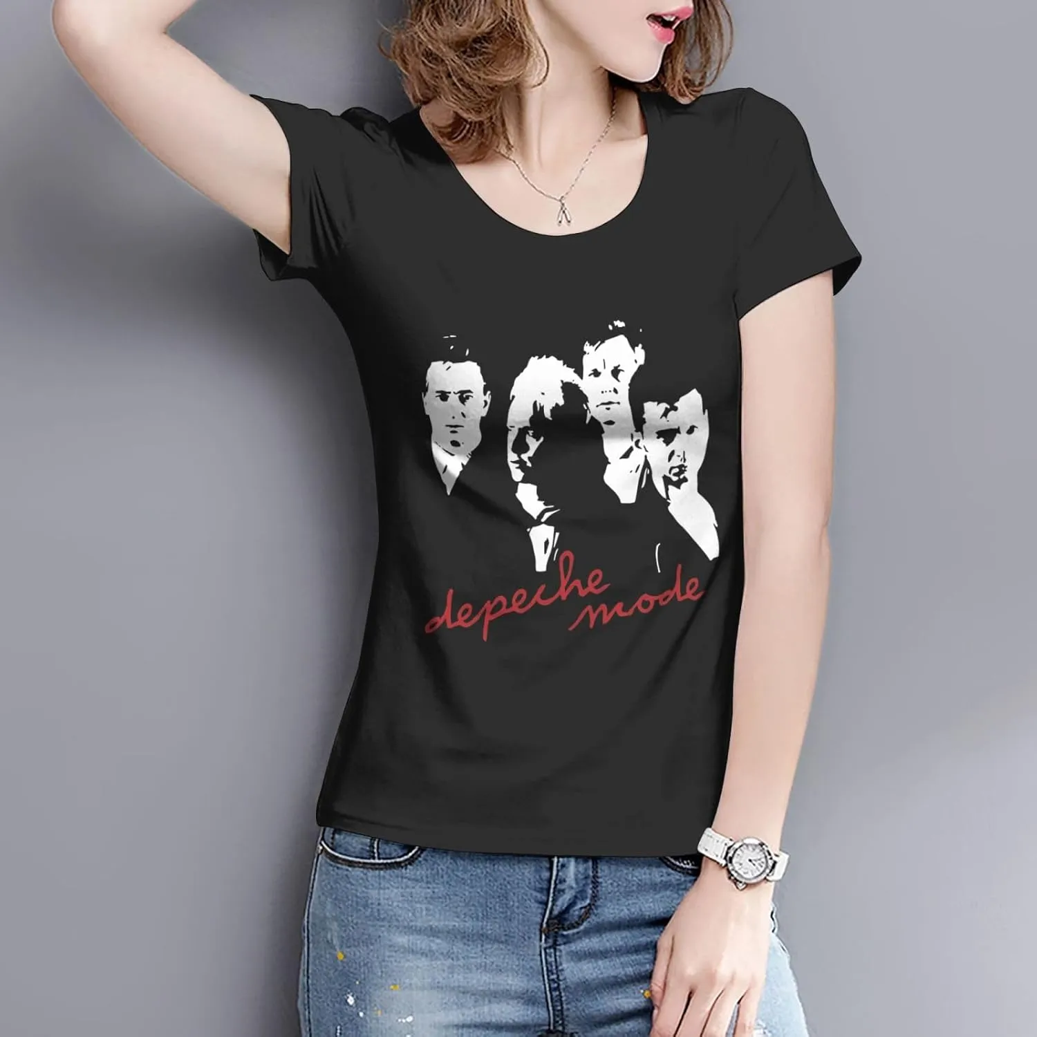 T Shirt Depeche Music Mode Fashion Womens Short Sleeve Tops Summer O-Neck Tee Black