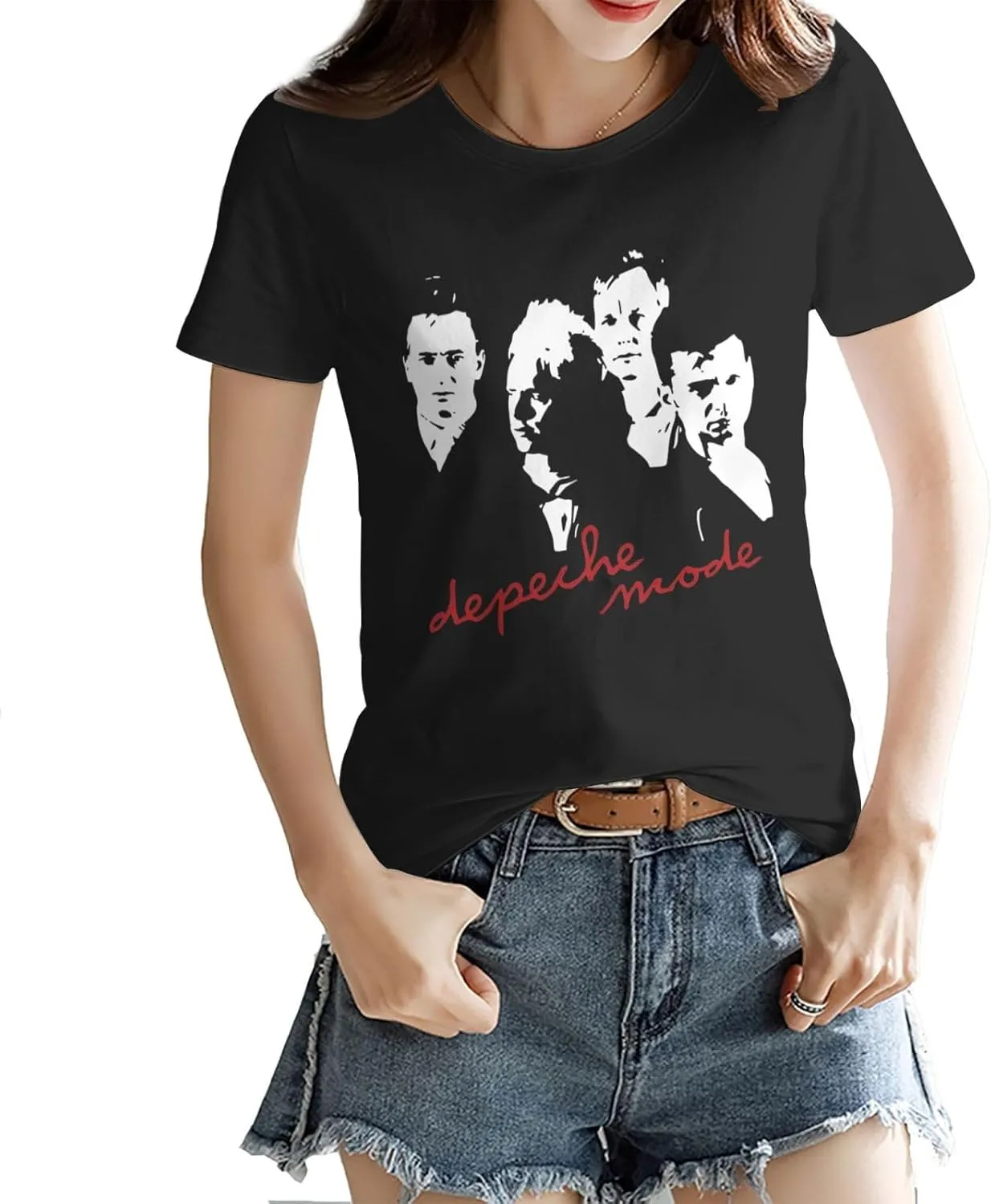 T Shirt Depeche Music Mode Fashion Womens Short Sleeve Tops Summer O-Neck Tee Black
