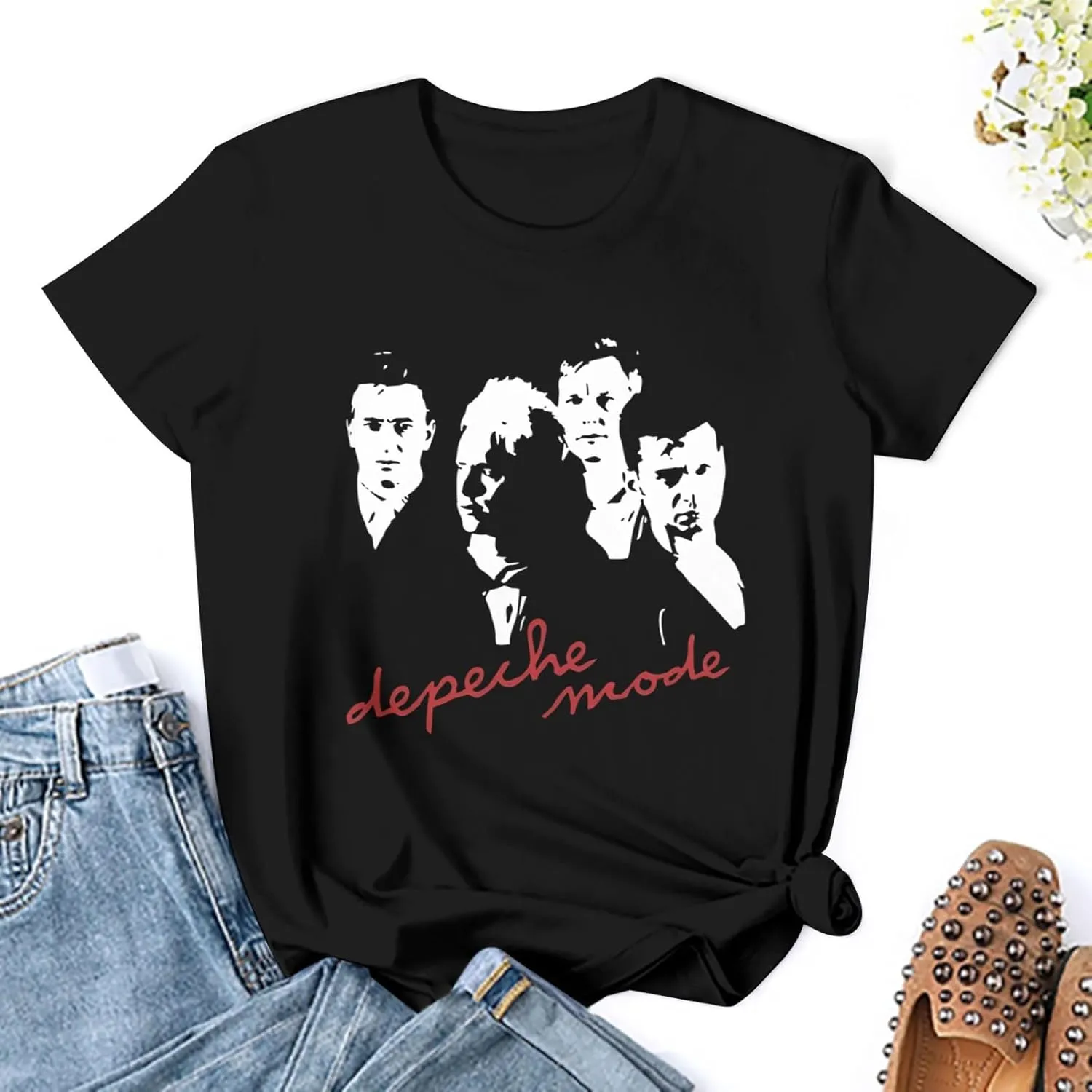 T Shirt Depeche Music Mode Fashion Womens Short Sleeve Tops Summer O-Neck Tee Black