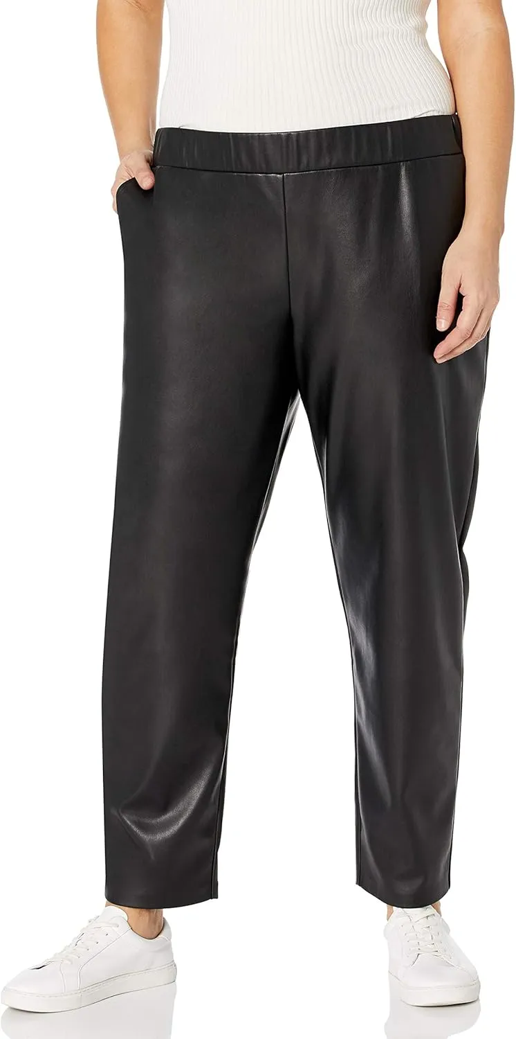 The Drop Women's @Lisadnyc Vegan Leather Pull-On Jogger