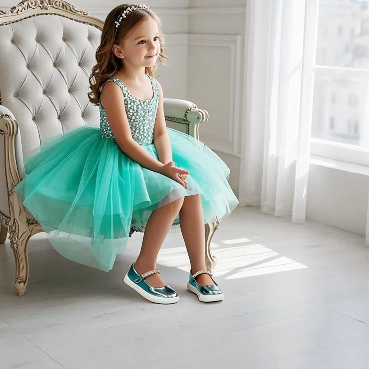 THEE BRON Toddler Shoes Girls Glitter Fashion Sneakers Sparkly Sequin Casual Shoes