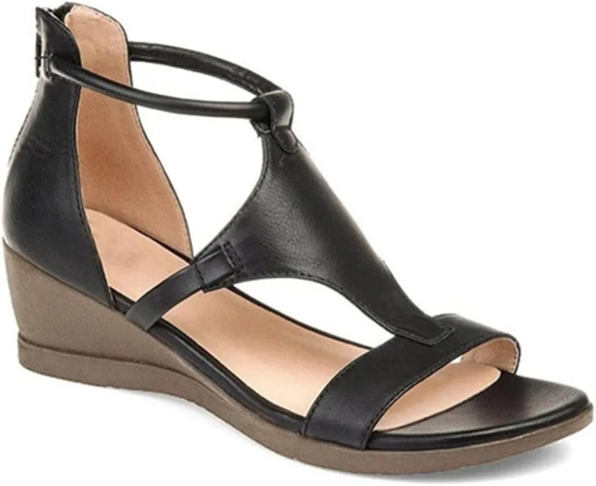 Thick Bottom Open Toe Sandals,Wedge Heel Women's Sandals, Casual Plus Size Women's Shoes,Black,39,Comfort and Support Sandals