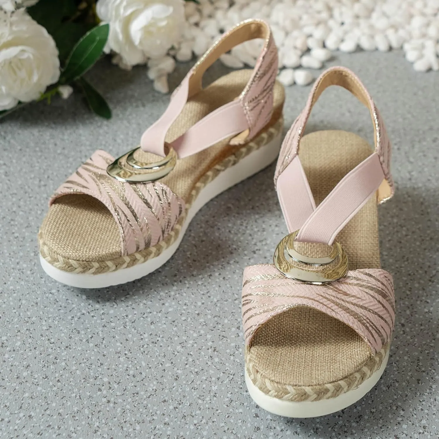 Thick Soled Rope Platform Soled Roman Sandals Women's Casual Thick Soled Sandals Women Women's Sandals Size 8 1/2