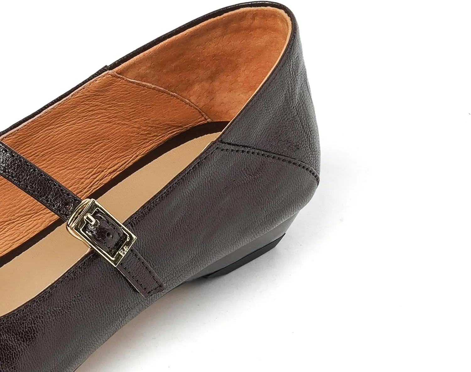 TinaCus Women's Genuine Leather Retro T-Strap Buckle Flats Dressy Mary Jane Flats for Ladies