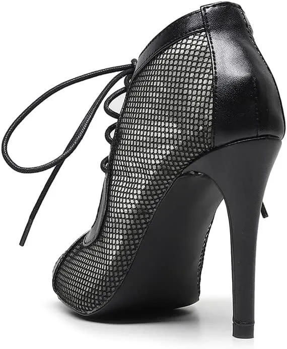 TINRYMX Women Ballroom Dance Boots Latin Salsa Ankle Boots Performance Party Dance Shoes, Model-QJW7249