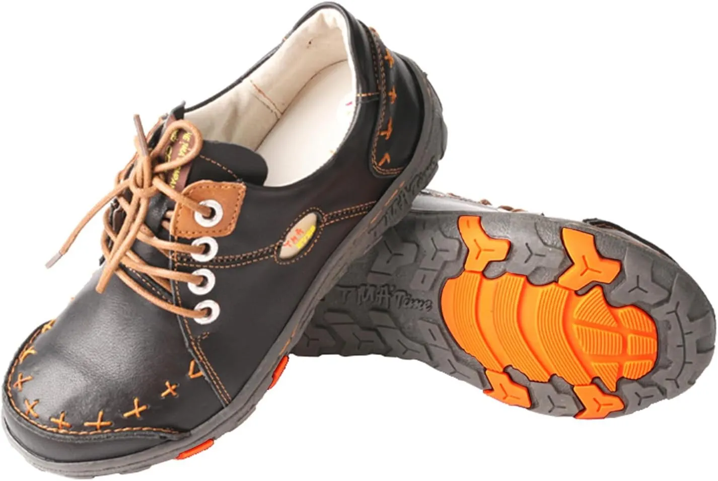 TMA EYES Women's Leather lace-up Leather Shoes Flats Comfortable with Hand-Stitched Design