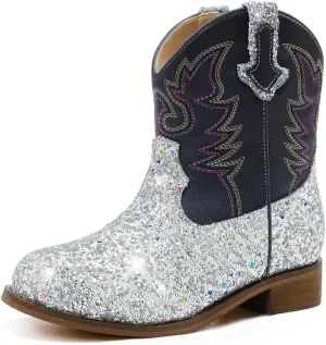 Toddler Girls Cowgirl Boots Western Glitter Cowboy Boot Ankle Boots Little Kids Big Kid Horse Riding Shoes Party Birthday Dress Up