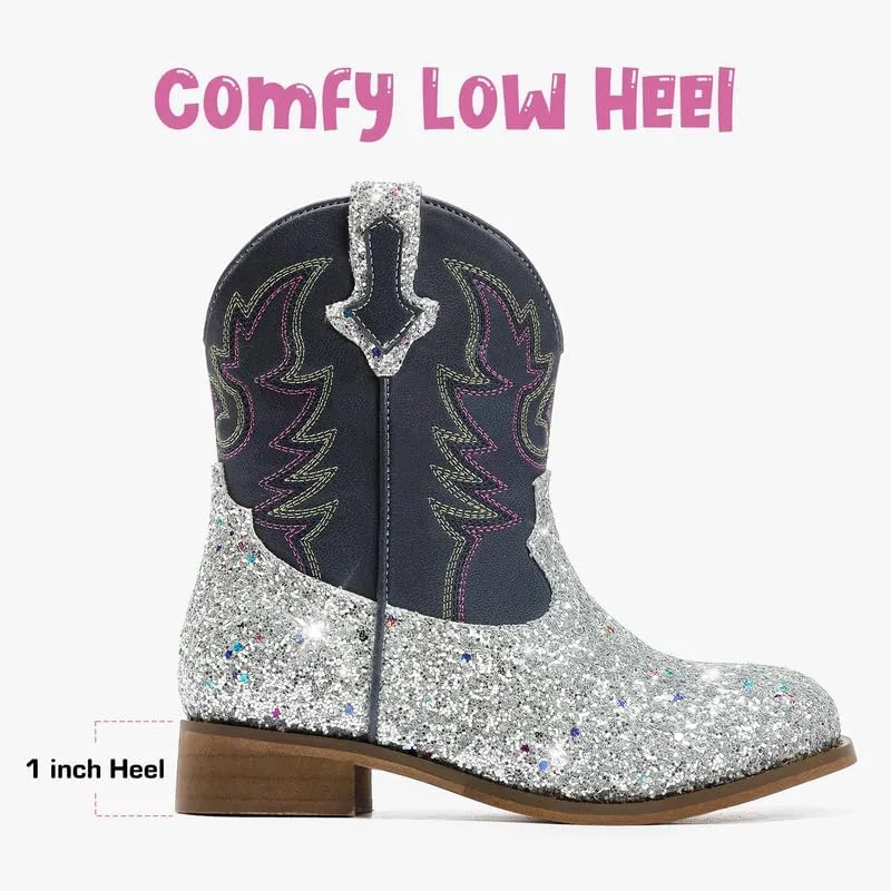 Toddler Girls Cowgirl Boots Western Glitter Cowboy Boot Ankle Boots Little Kids Big Kid Horse Riding Shoes Party Birthday Dress Up
