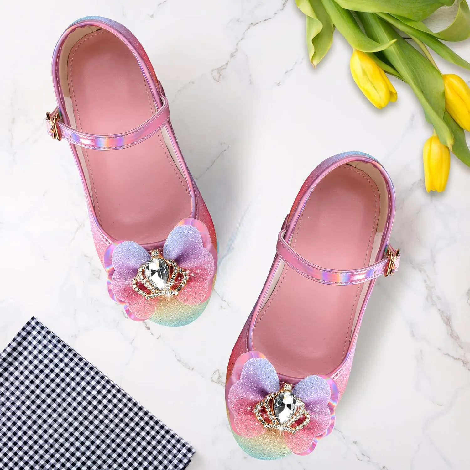 Toddler Girls Dress Shoes Princess Shoes Low Heels Girls Mary Jane for Wedding Party